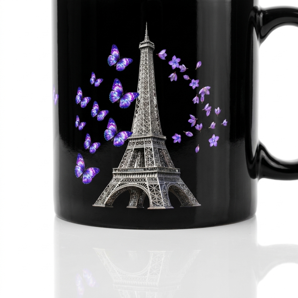 tsgabrielle® • Paris - La Tour Eiffel • Blankt krus • Sort • Keramik • 2 størrelser