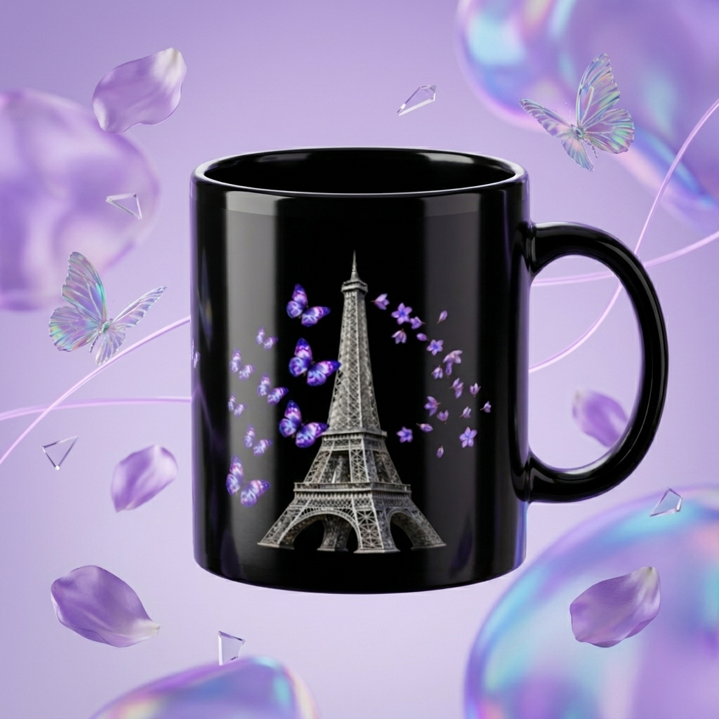 tsgabrielle® • Paris - La Tour Eiffel • Blankt krus • Sort • Keramik • 2 størrelser - Black - View 24