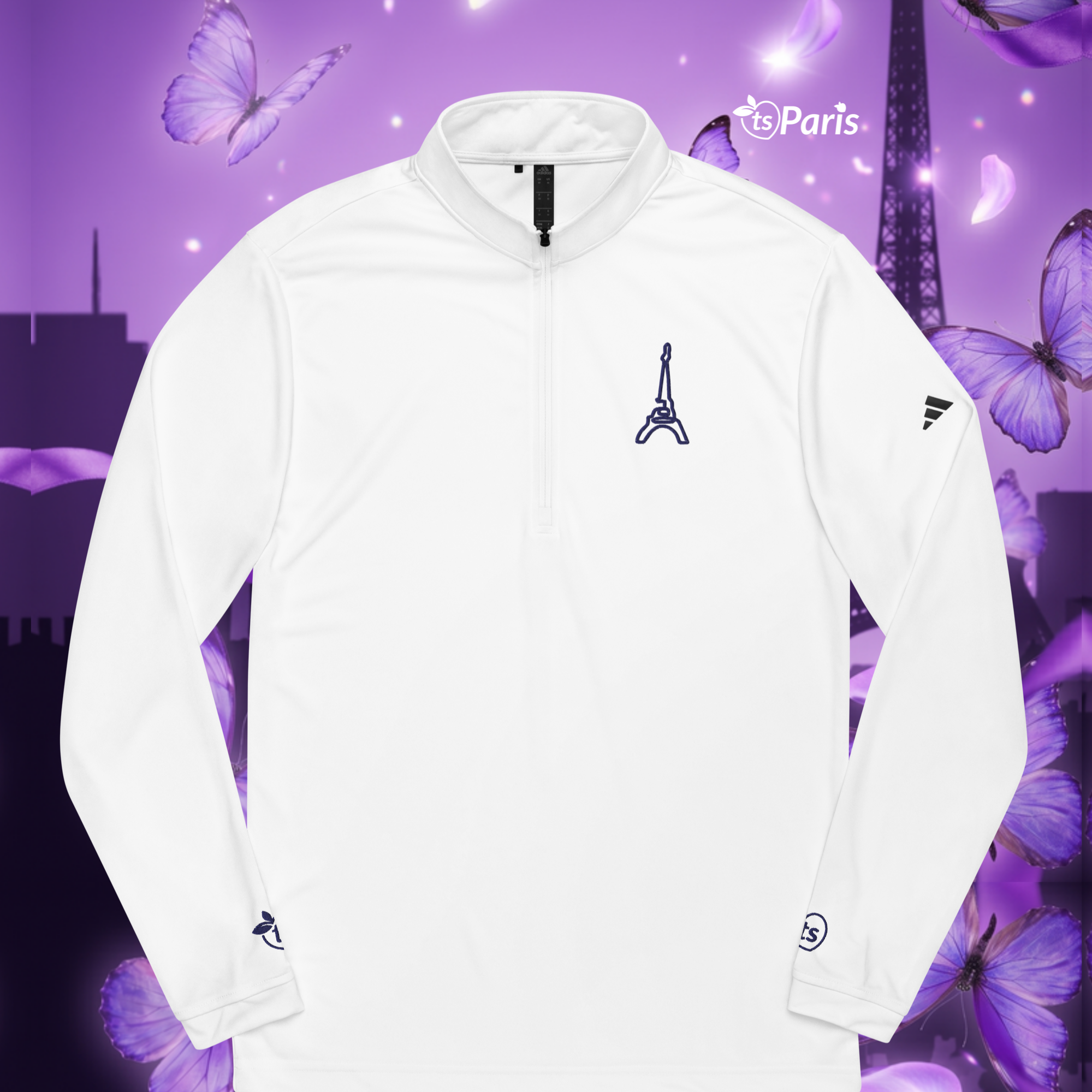 adidas® by tsgabrielle® • Men's • Paris - La Tour Eiffel • Quarter Zip Pullover • White