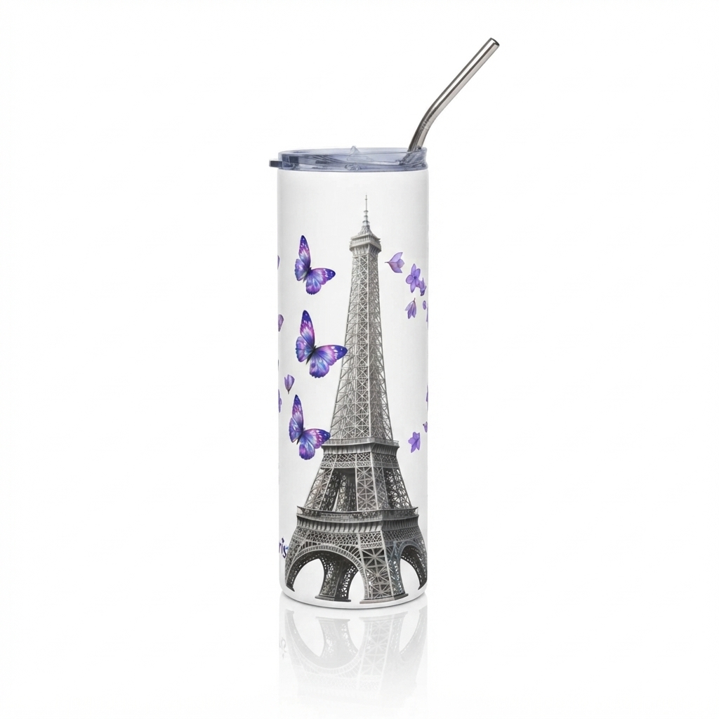 tsgabrielle® • Paris - La Tour Eiffel • Tumbler • Rustfrit stål • Hvid • 20 oz