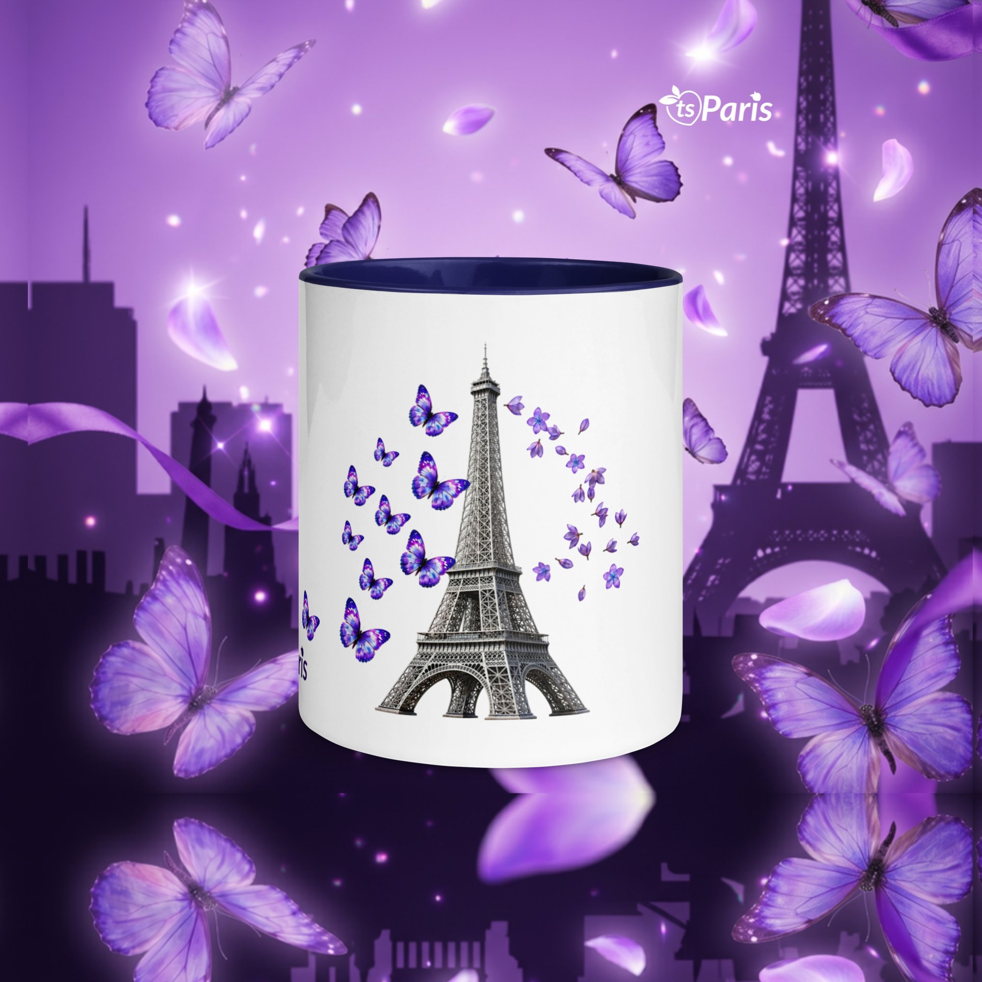 tsgabrielle® • Paris - La Tour Eiffel • Krus med farve indeni • Keramik • 11 oz - Dark Blue - View 10