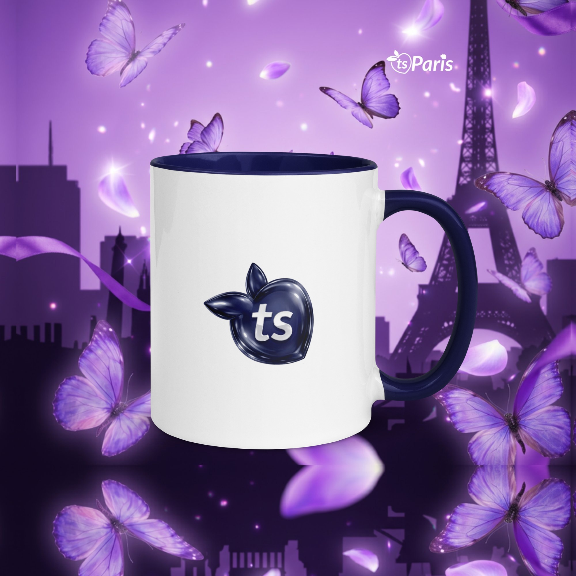 tsgabrielle® • Paris - La Tour Eiffel • Krus med farve indeni • Keramik • 11 oz - Dark Blue - View 11